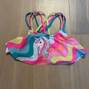 Betsey Johnson Colorful Unicorn Swimsuit Top for Girls Size 6 Summer ~ Beach!